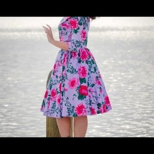 Pinup Girl Clothing Birdie Dress in lavender/pink